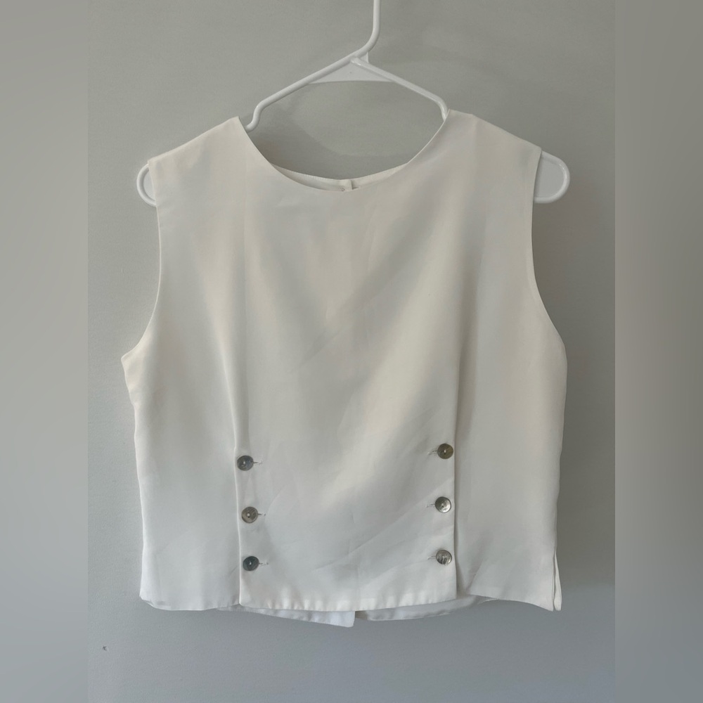 Chic White Button-Detail Tank Top